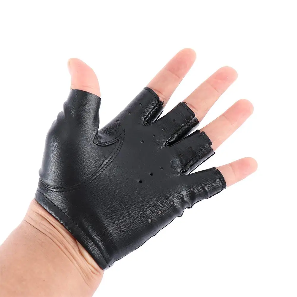 Fashion Fingerless Gloves Hot Black Driving Half Finger Gloves PU Leather