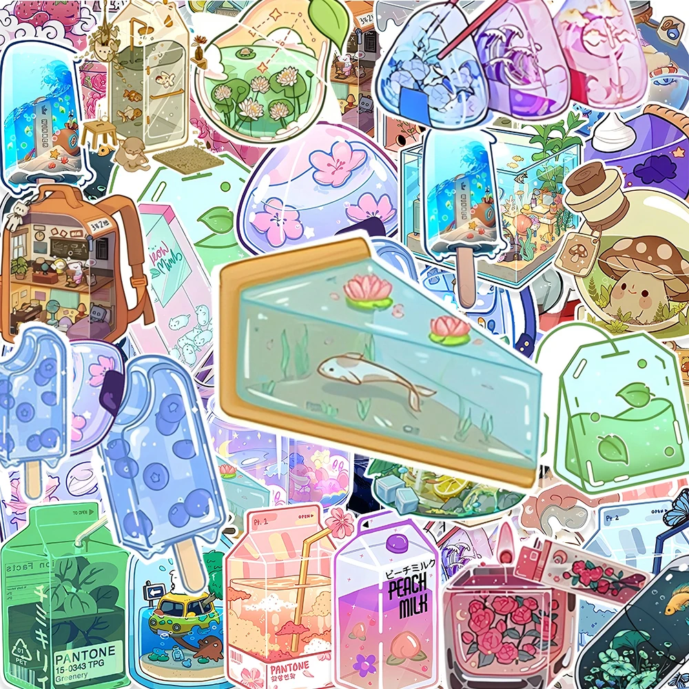 

10/20/40PCS Drink Cartoon INS Style Aesthetic Stickers Waterproof Graffiti Phone Laptop Planner Kawaii Cartoon Decoration Decals