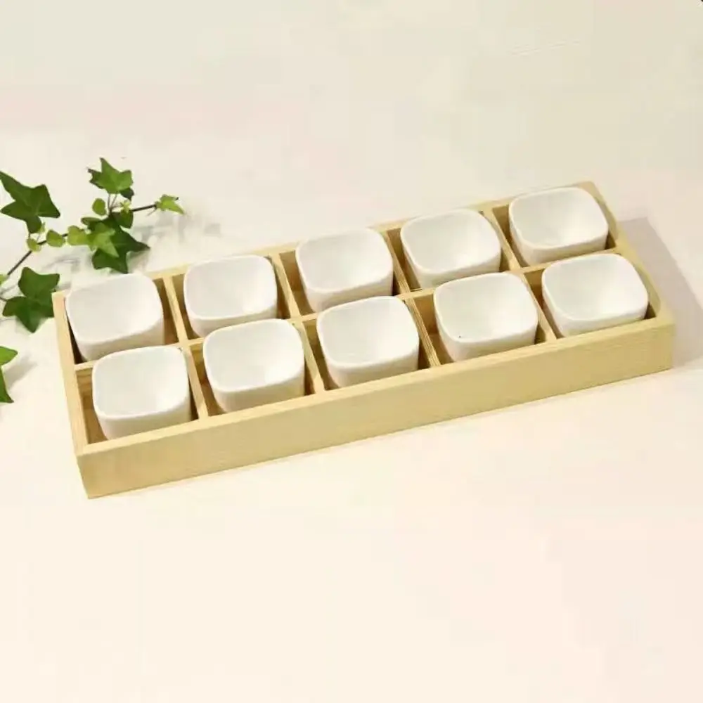 High Quality Multifunctional Succulent Flowerpot Tray Multi-grids Wood Storage Box Finishing Box Plant Pot Stand Bonsai Holder