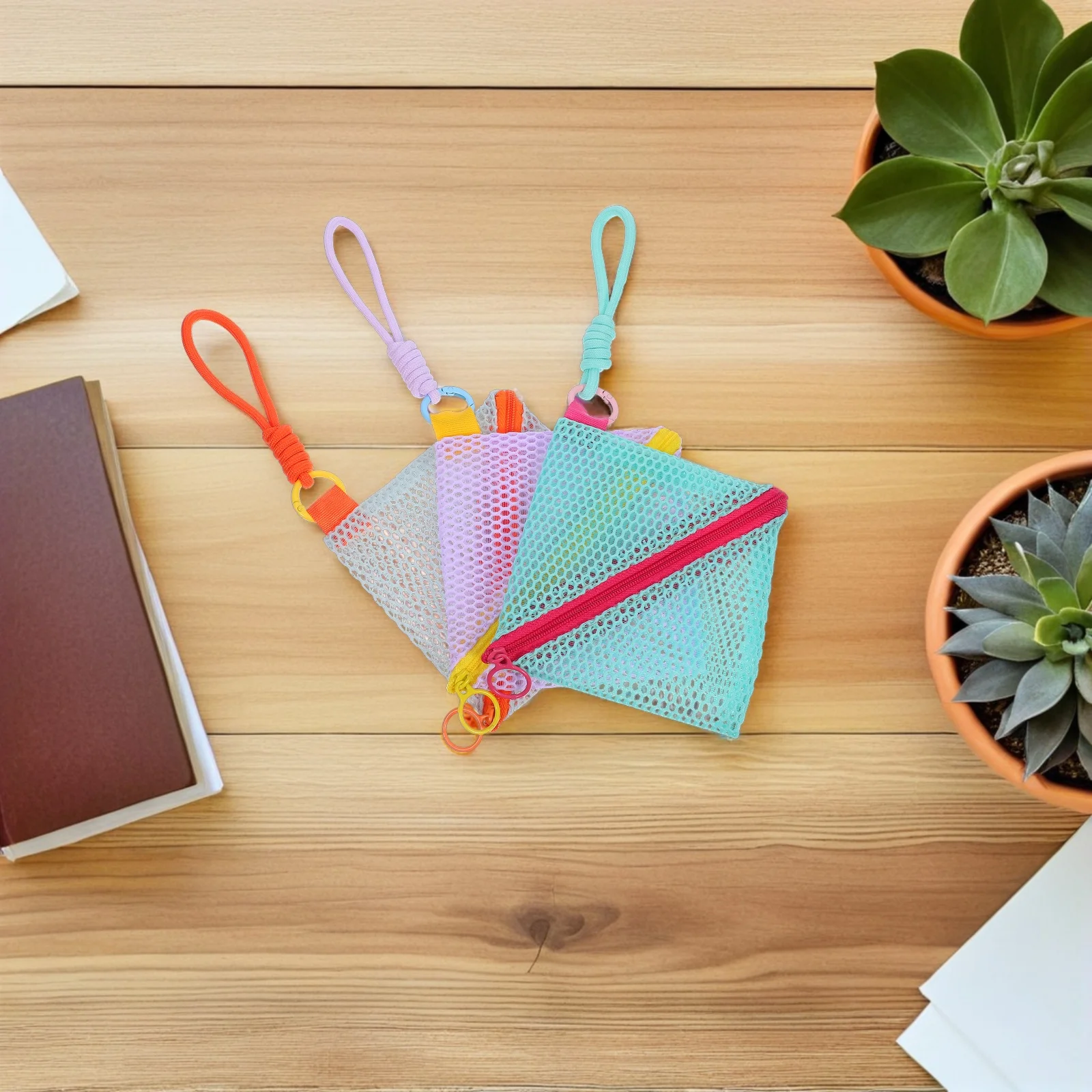 

3pcs Mini Storage Pouch For Women Lightweight Mesh Makeup Bag Travel Organizer Zipper Coin Purse Small Case Portable