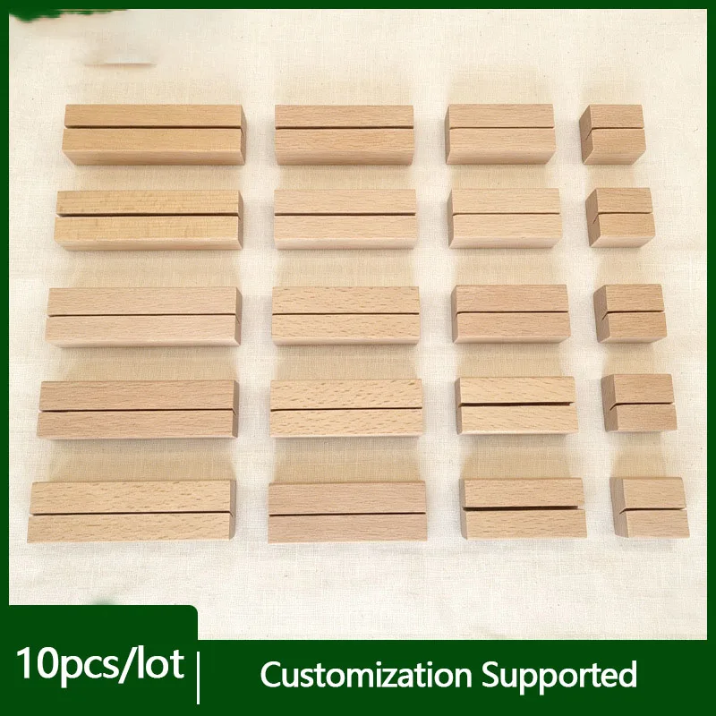 10pcs Beech Wood Price Tag Place Label Card Holders Photo Clip Stands Wedding Table Number Name Sign for Wedding Display Rack