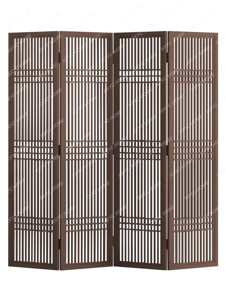 New Chinese Style Subareas Screens Living Room Accordion Partition Modern Minimalist Folding Tea House Solid Wood Antique Screen