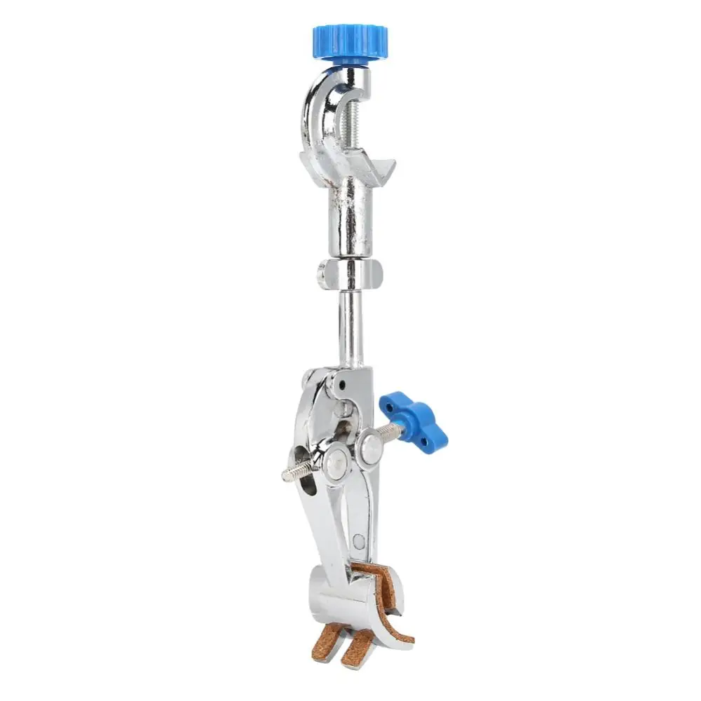 Zinc Alloy Lab Flask Clamp Anti Slip Pad Adjustable Jaw Beaker Holder Heavy Duty Rotatable Head Four Prong Clamp Lab Experiment