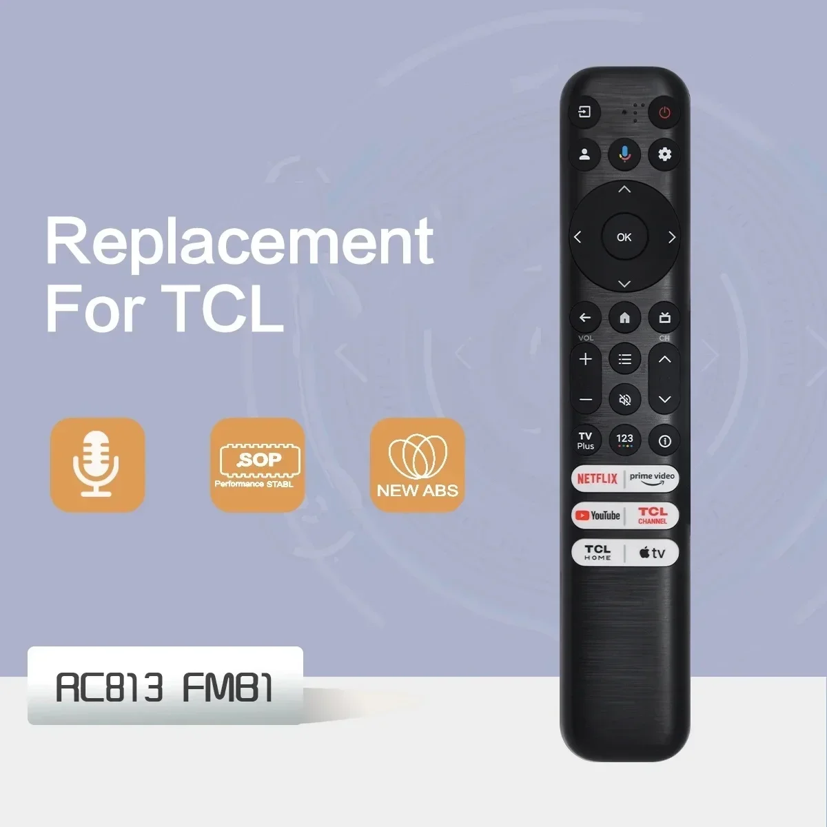 YPNew RC813 FMB1 for TCL Smart TV Remote Control ,  Apple TV With Bluetooth Voice,Google TV