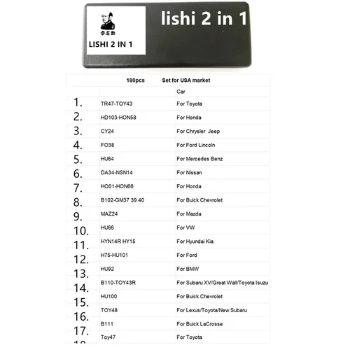 LISHI 2 en 1 para el mercado de EE. UU. TOY43 TOY47 B111 NSN14 HON66 HU101 HU92 HU64 HY15 TOY48 MAZ24 FO38 CY24 HU66 HU100 TOY43R para GM37