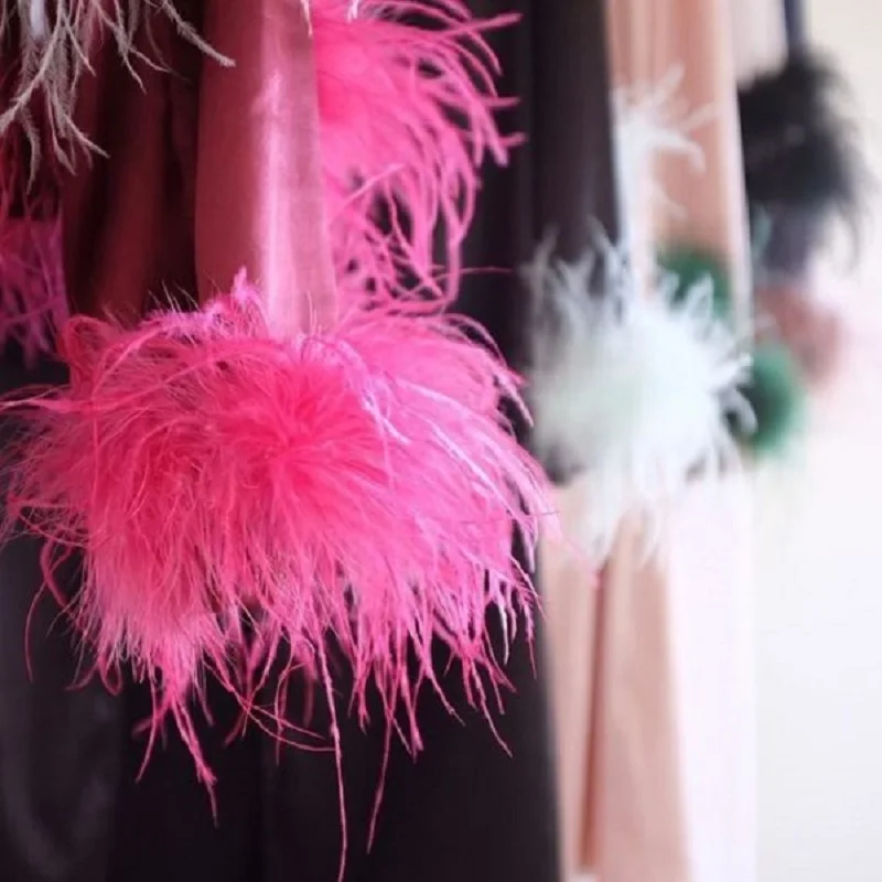 Natural Ostrich Feather Boa Scarf 2ply 2 Meters, 1Pc Soft Fluffy Wrap for Wedding Bridal Party Costume Photo Prop Supplies