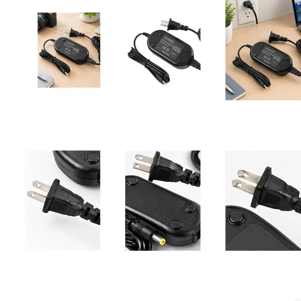 Black Camera Power Supply with 100-240 V Input, 3.4V 2.5A Output and Included Detachable Cord for Extended Indoor Camera K1KF