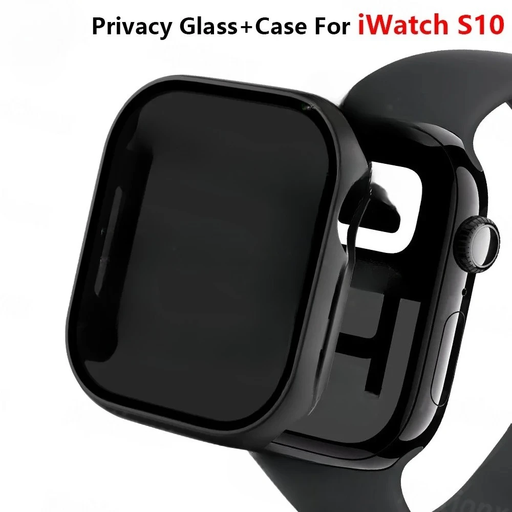 Verre de confidentialité + étui pour Apple Watch 10, 46mm 42mm, couvercle de protection d'écran trempé Anti-regard pour iWatch série 10, accessoire