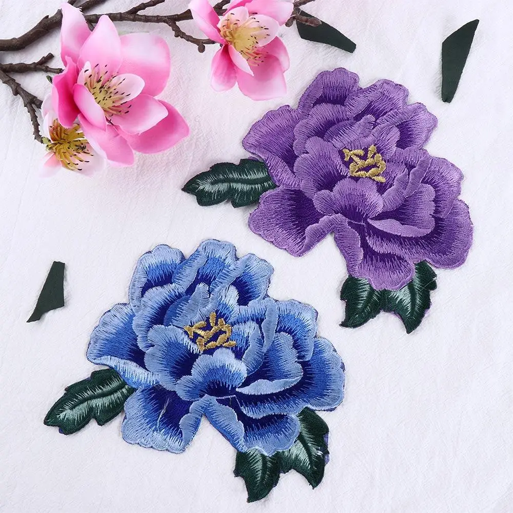 

Peony Flower 14CM for Dress Sew On Wedding Clothes Decoration Appliques Iron On Patches Embroidered Badges Patches