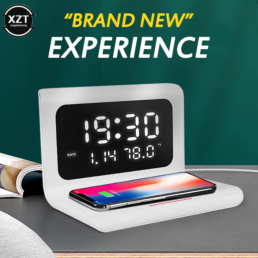 3 in 1 Multi-function 10W phone Wireless Charger LED Desktop Clock Charging Calendar Wireless Chargers For IPhone Samsung Huawei