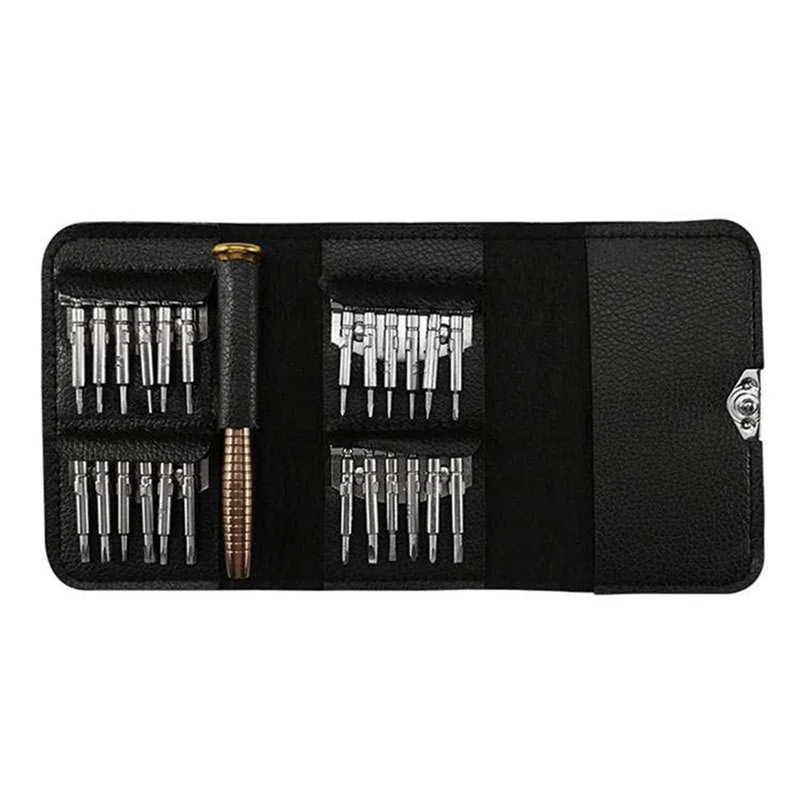 25-In-1 Multifunctional Leather Case Manual Screwdriver Bit Set Mobile Phone Notebook Maintenance Tool