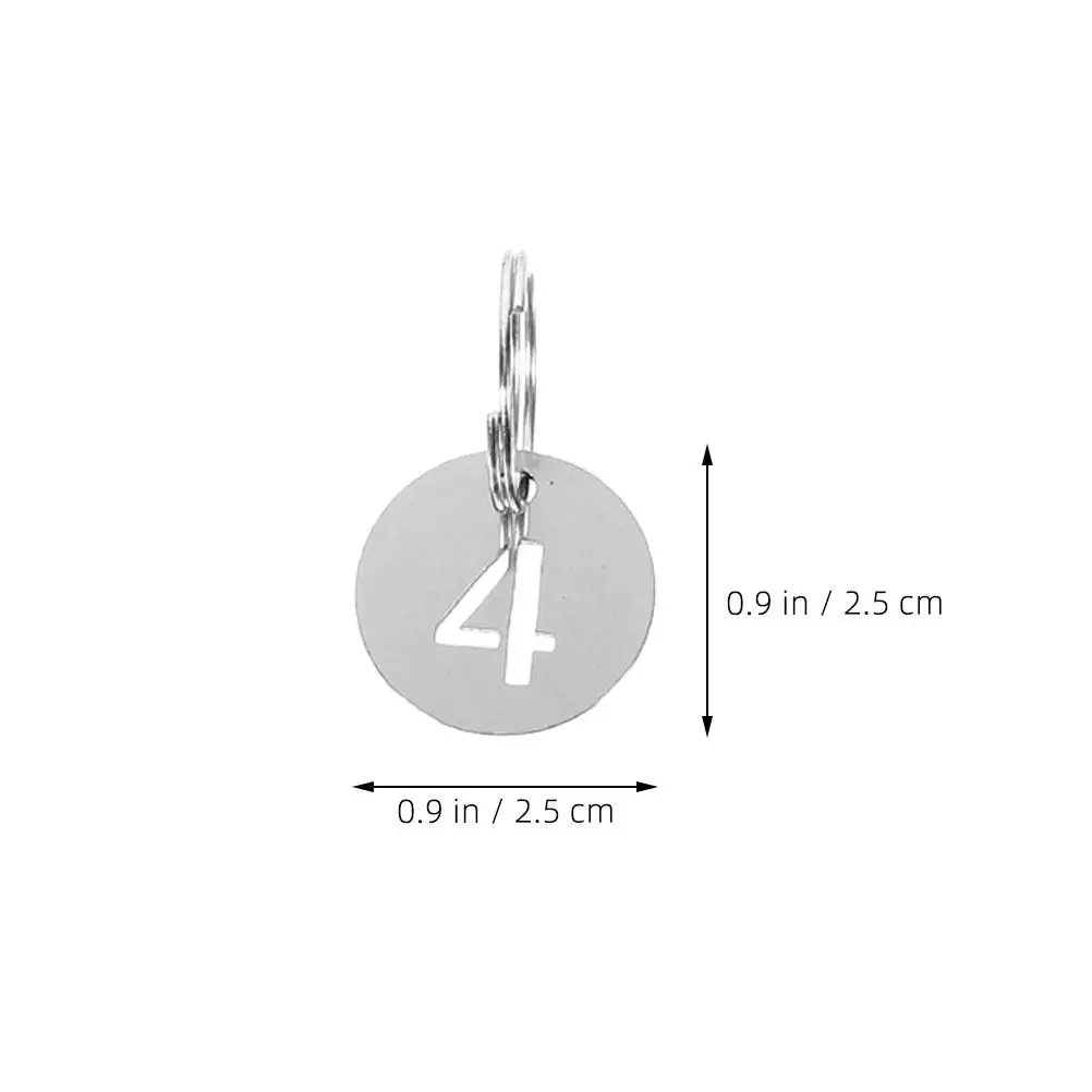 40Pcs Number Plate Keychain Hollow Stainless Steel Round Number Tags for Travel Luggage School Locker Identification Sorting