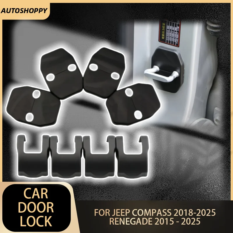 สำหรับรถจี๊ป คอมพาส ปี 2018-2025 และเรเนเกด ปี 2015-2025 ฝาครอบป้องกันล็อคประตูรถยนต์ ABS  ฝาครอบกันกระแทกแขนล็อคประตู อุปกรณ์เสริม