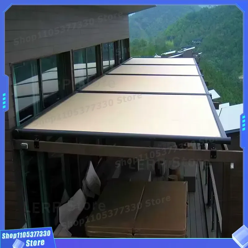 Luxury Aluminum Hand Retractable Awning for Outdoor Terrace Greenhouse Patio Sun Shade Cover Durable Weather Resistant Canopy
