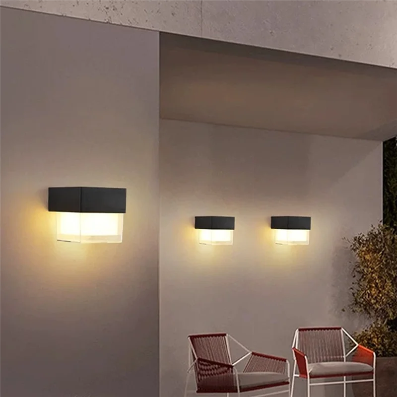 PZHI-إضاءة الجدار الخارجية مصباح الجدار الشمسي في الهواء الطلق مقاوم للماء ضوء دافئ لتزيين ساحة الحديقة والشرفة #5