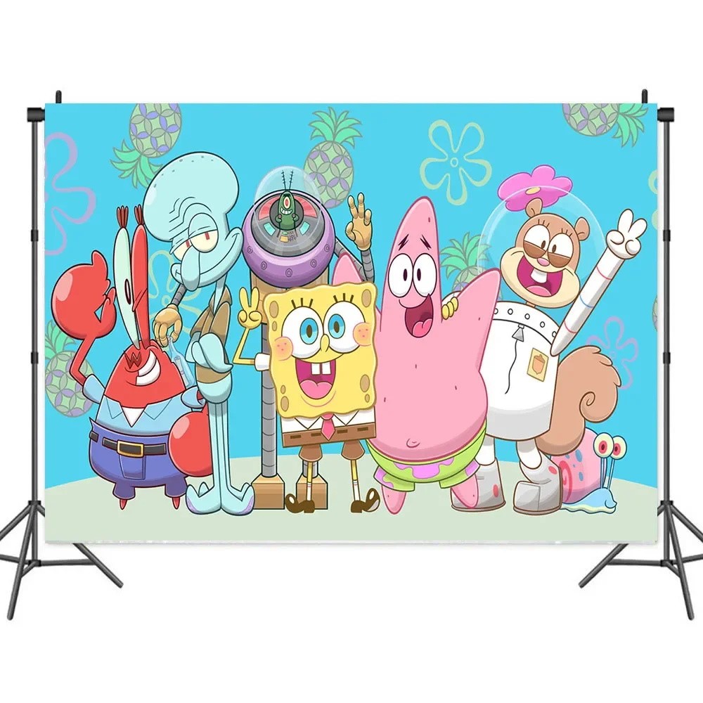 SpongeBob SquarePants Patrick Star Theme Vinyl Background Photography Wall Hanging Children\'s Birthday Party Photo Decoration