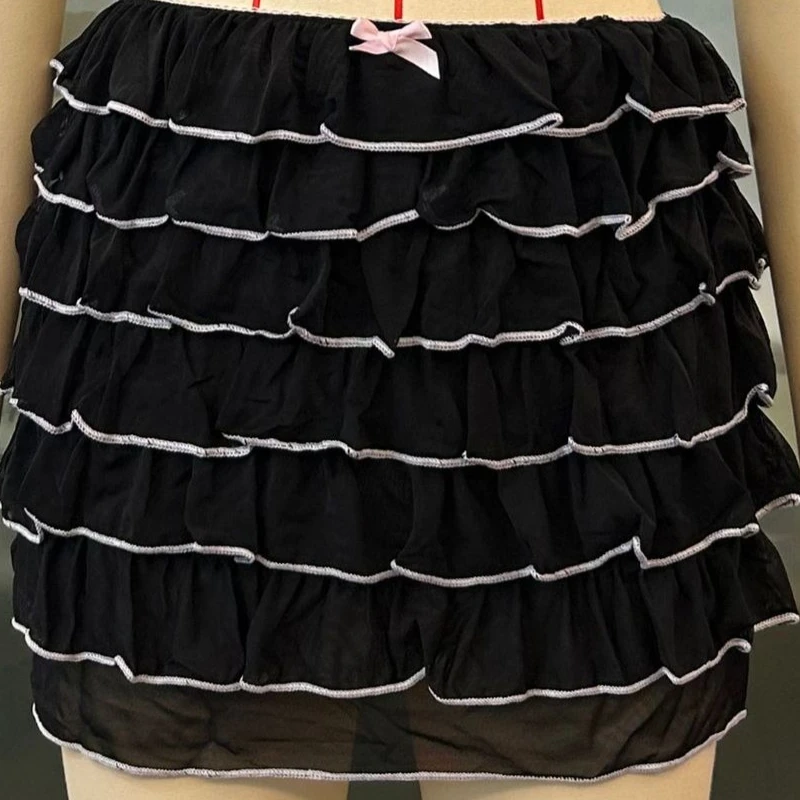 

Короткая юбка-кейк с фестончатым краем, слегка прозрачная, милая женская юбка в стиле Лолита.