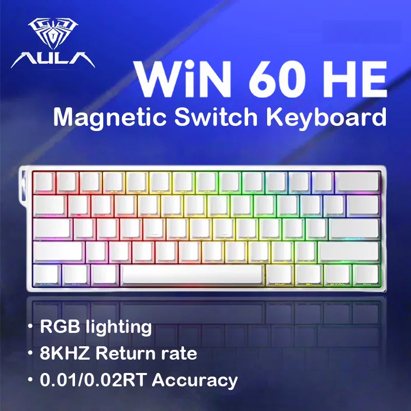 AULA WIN60 HE Wired Connection Magnetic Axis Keyboard RT Custom Mechanical Keyboard for E-sports Games 8K Polling Rate