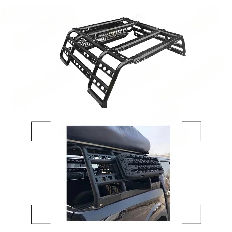 PrimeSelect Full Size Truck Bed Overland Land Pickup Rear Bucket Universal -Roll Frame Roof Rack Adjustle Iron Bar