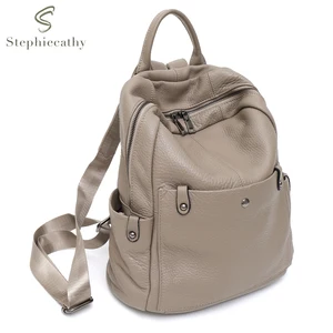 Echter Ledertäglicher Rucksack für Männer und Frauen, Multi -Taschen, vielseitiger lässiger Rucksack, geräumiger, Reisen, Geschäft, College, Mode 10 Hauptverkaufskuh -Rucksack - №6