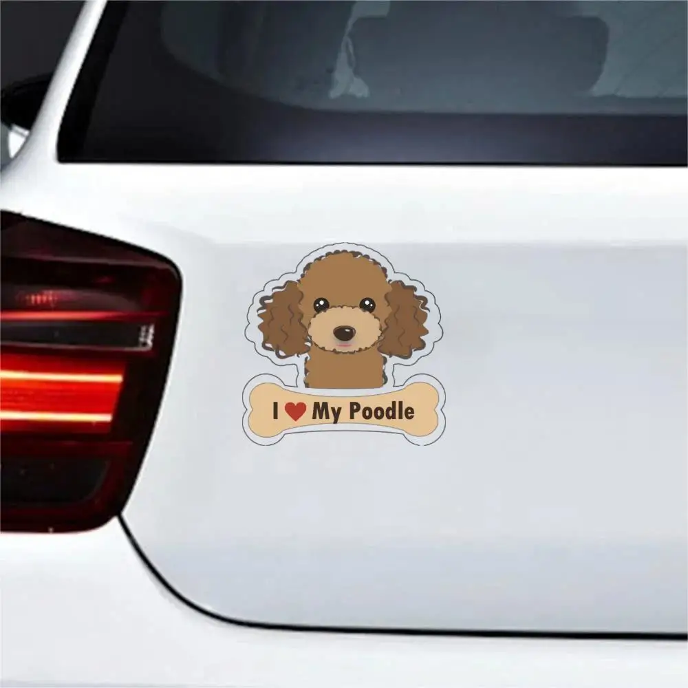 

Love Poodle Dog Symbol Decal Funny Car Truck Sticker Window (White) Trucks Walls Fuel tank sticker Waterproof Refrigerator