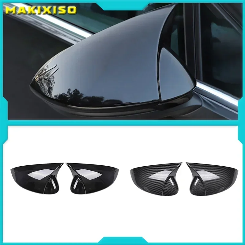 

Car Rearview Mirror Cover Cap Carbon Fiber Black For VW GOLF 8 MK8 2020 2021 Support Lane Change Side Assist Blind Spot Assist