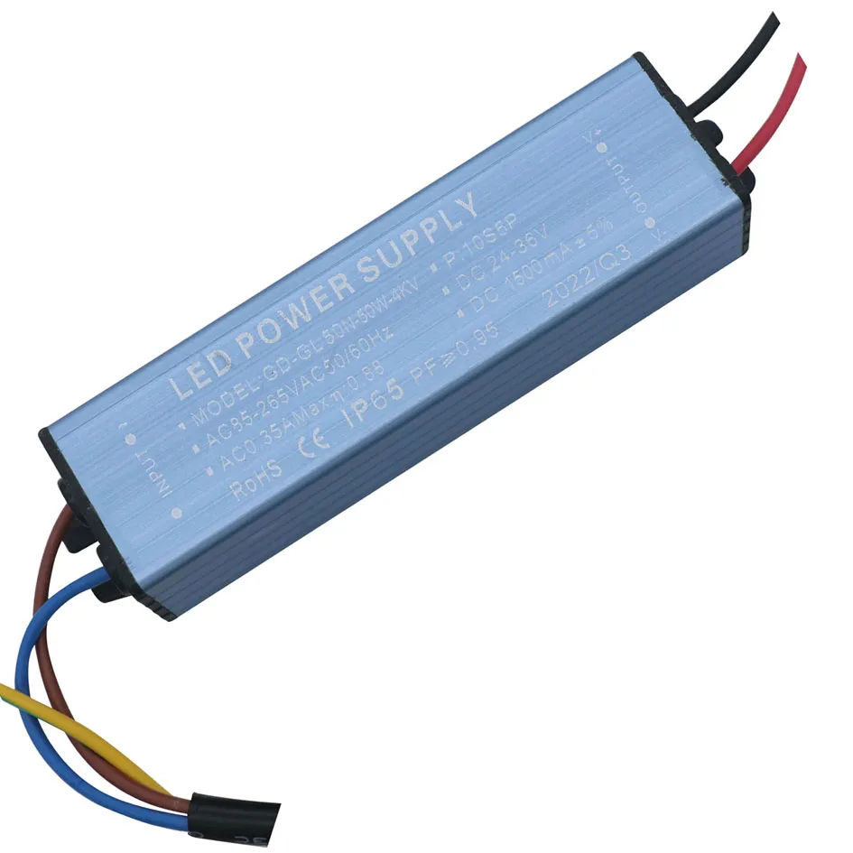 LED-Treiber, 50 W, 1500 mA, wasserdicht, AC85–320 V, Versorgung, Konstantstrom, Spannungsregelung, Beleuchtungstransformator, Adapter, Konverter, DIY-Kit – Detail 2