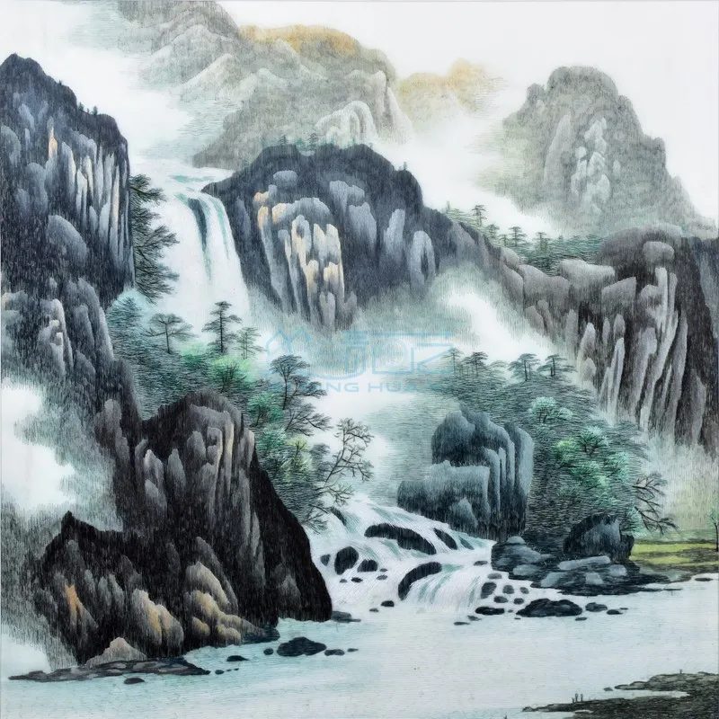 Suzhou Embroidery Kit Beginner, DIY Hand Sewing Set with Landscape Pattern, Chinese Traditional Craft Gift