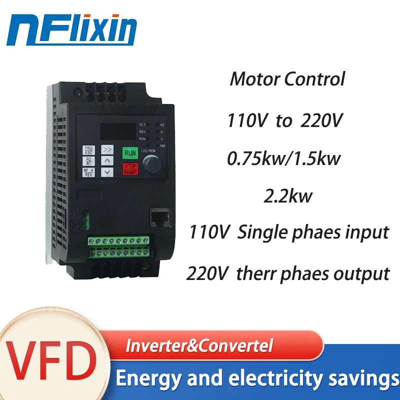 0.75/1.5/2.2KW /4KW /5.5KW 7.5KW frequency converter input 110V 220V output  speed controller