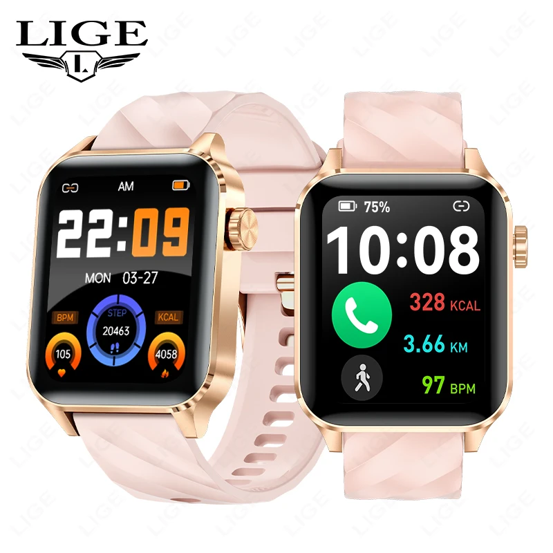 

LIGE Women’s Smart Watch Sport Bracelet Fitness Tracker Health Calorie Monitoring Bluetooth Call Fashion Ladies Men's Smartwatch