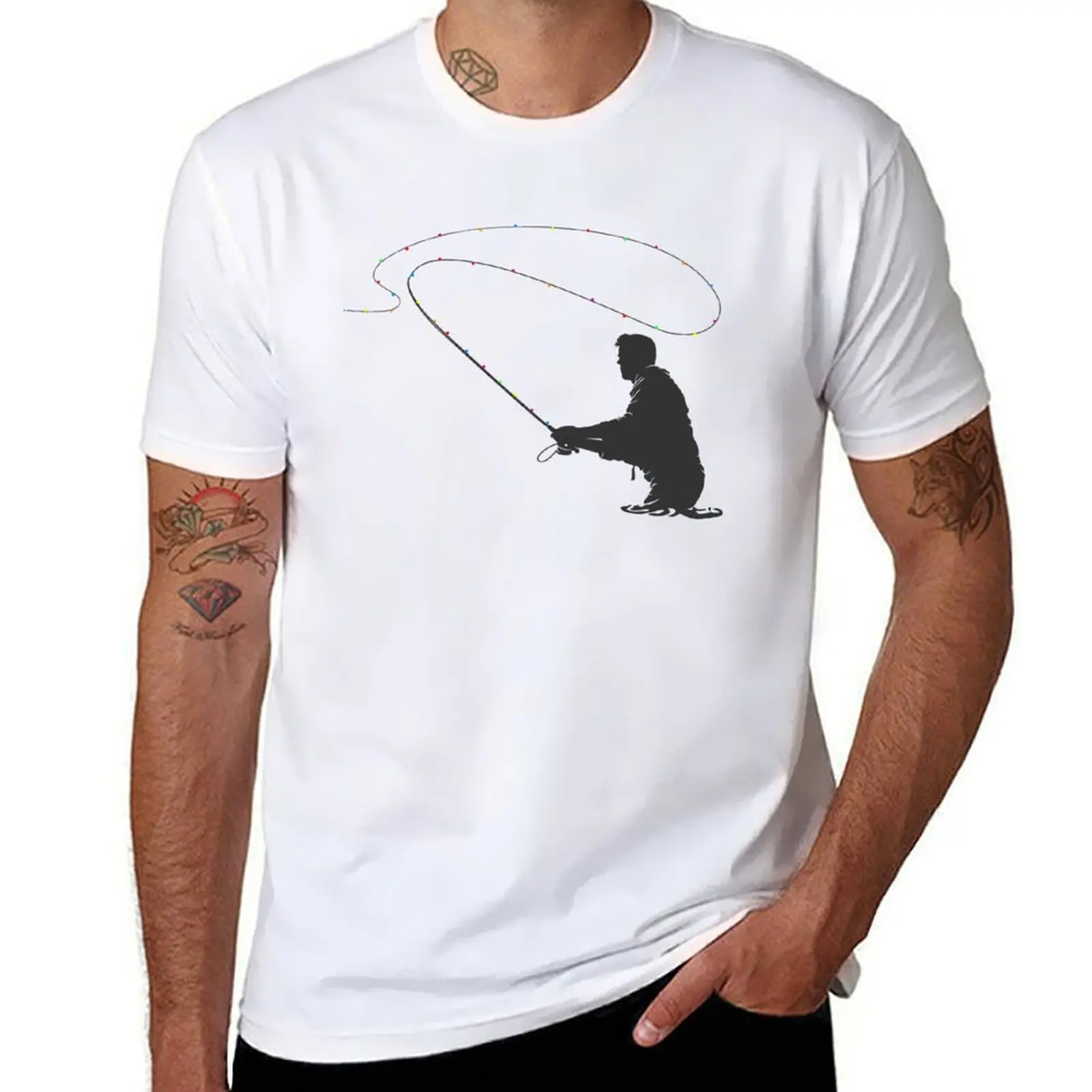 CHRISTMAS - Fly Fishing Christmas Lights T-Shirt topping oversize t-shirts man anime t shirts black t shirts for men