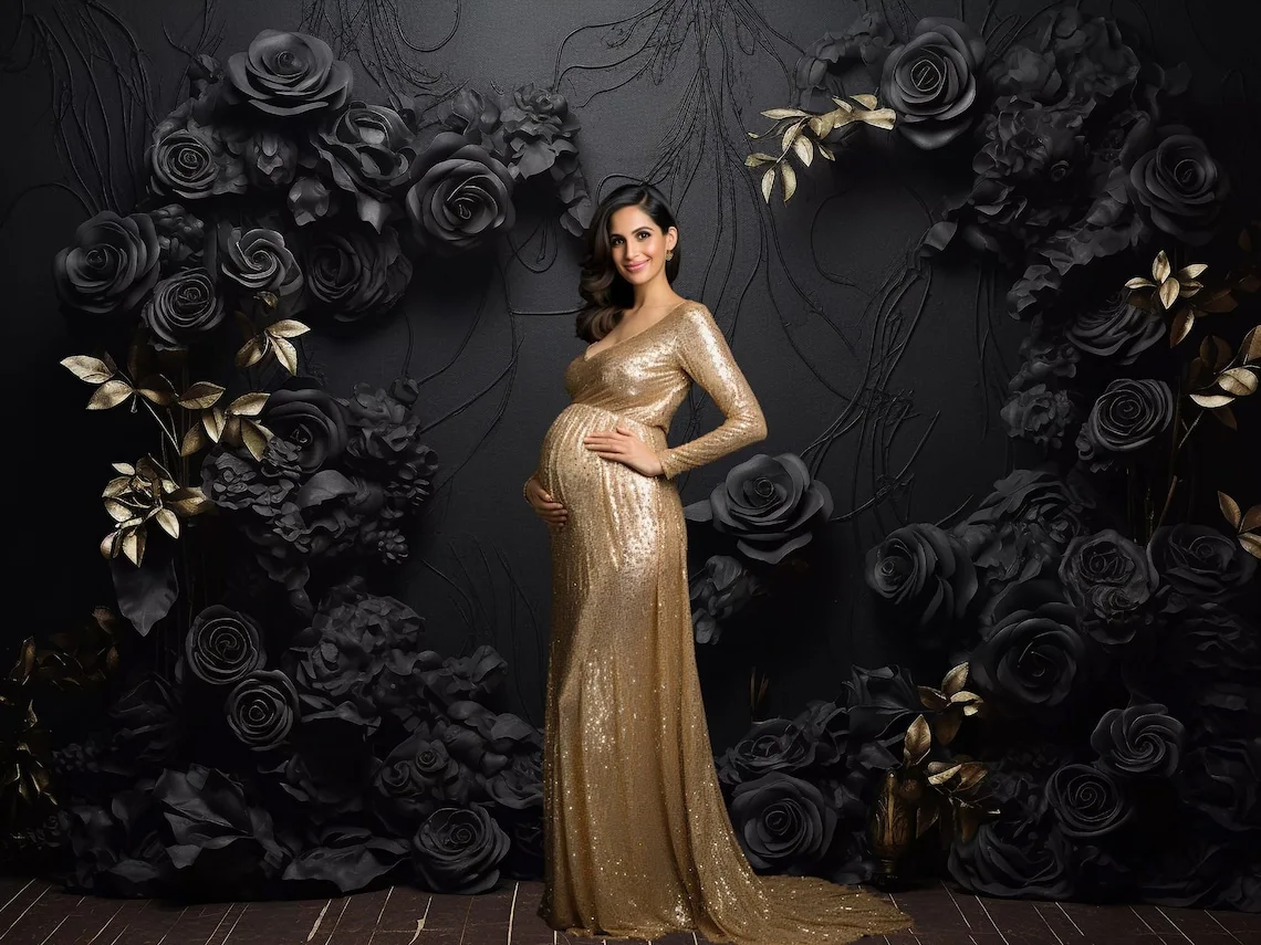 Mehofond พื้นหลังสำหรับถ่ายภาพดอกไม้ผนังสีดำสำหรับผู้ใหญ่งานเลี้ยงวันเกิดงานแต่งงานคุณแม่ฉากหลังสตูดิโอถ่ายภาพ