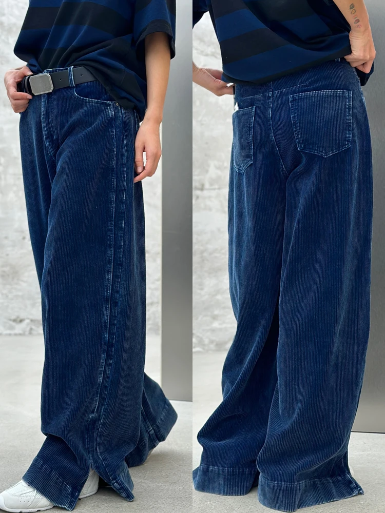 

Брюки Bodhl Autumn 2025: винтажные вельветовые брюки на молнии, длиной в пол, с высокой талией, широкими штанинами, в корейском стиле, из хлопка