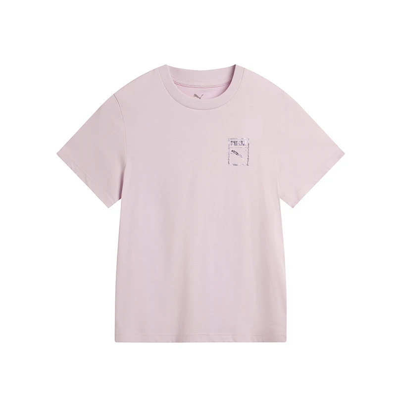 

Puma Pink Sports Casual Round Neck Short-Sleeved T-Shirt Men's and Women's Clothing 68927090