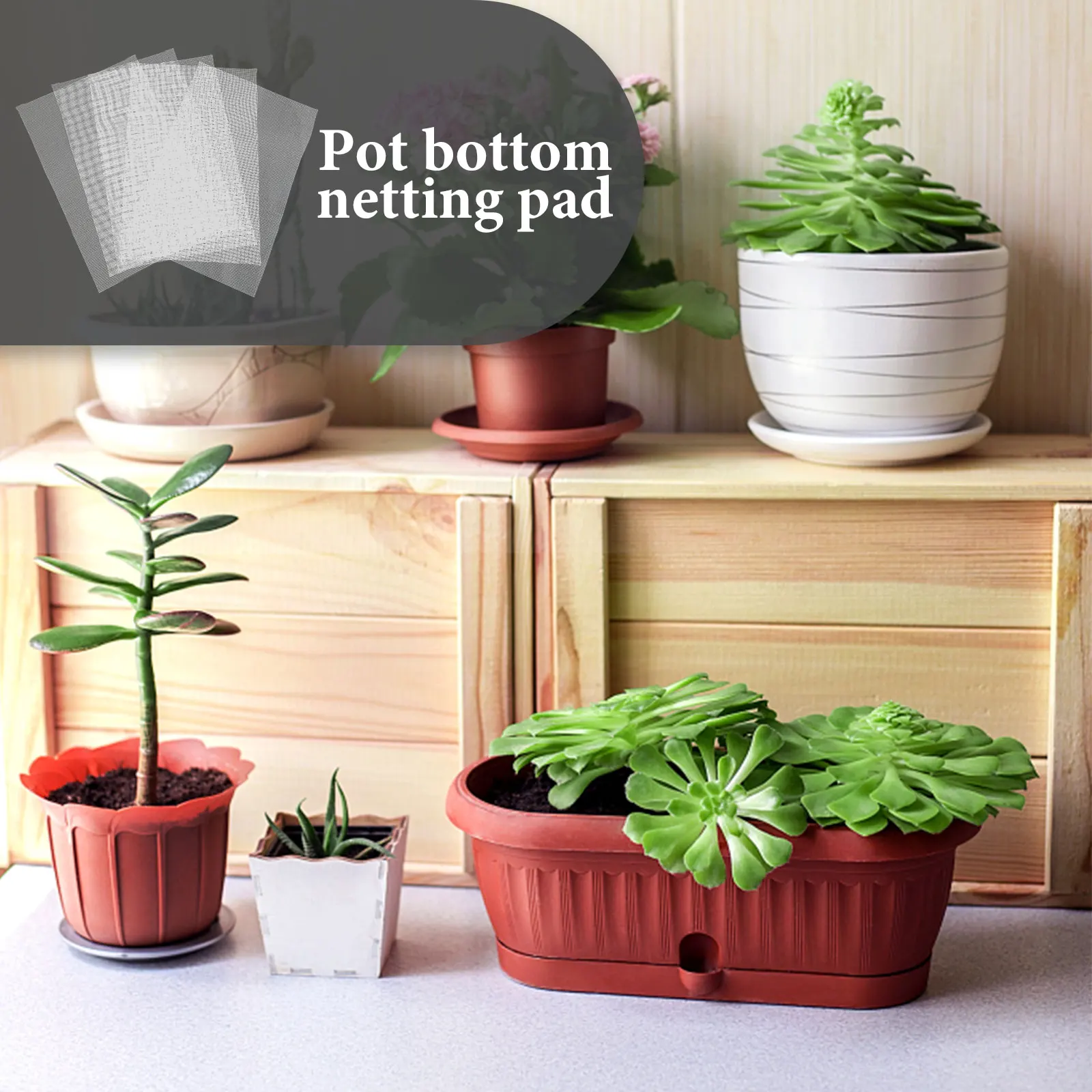

Bonsai Bottom Grid Mat Anti-spraying Net Pad Pot Drainage for Potted Plants Pots with Holes Succulent Mesh