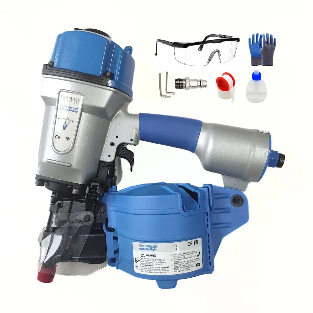 

Cn90B Pneumatic Siding Nail Gun 15-Degree Air Coil Framing Fencing Nailer 2 inch to 3-9/16 Inch for Fiber Cement Cedar Shake