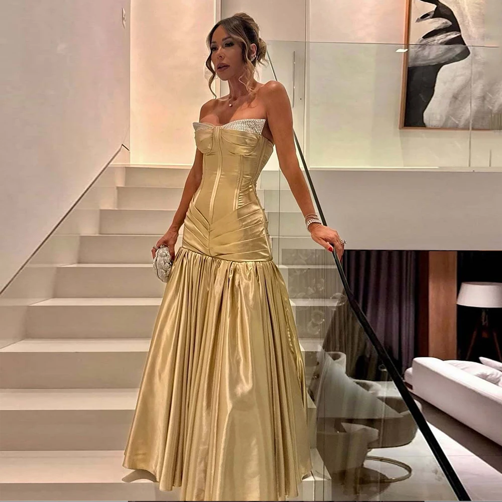 

Модные вечерние платья по индивидуальному заказу для особых случаев, сексуальное пышное вечернее платье без бретелек для женщин, плиссированные платья для выпускного вечера, длинные