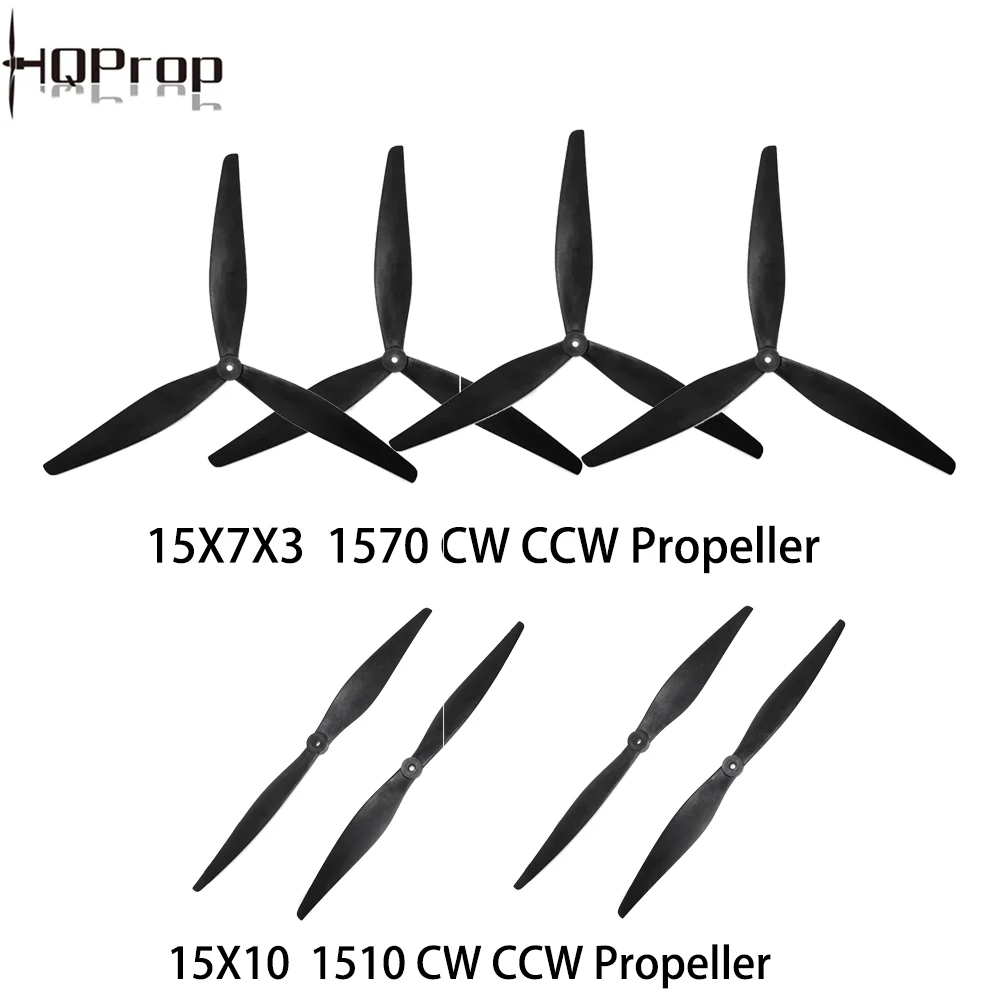 HQProp 15X7X3 1570 CW CCW Hélice de nailon de 3 palas de nailon reforzado con fibra de vidrio negro/15X10 1510 Hélice de nailon de fibra de vidrio de 2 palas