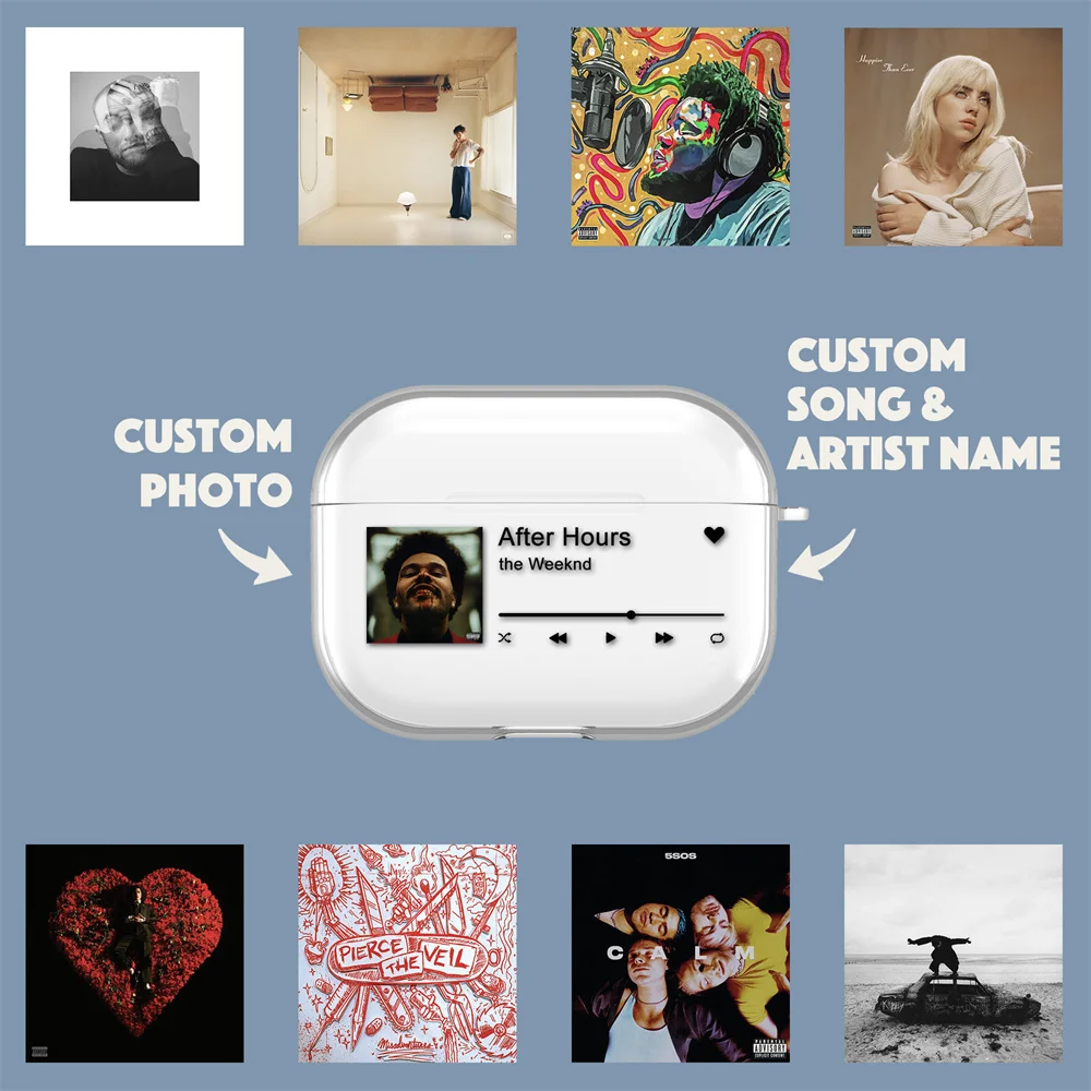 Пользовательская музыкальная Накладка для AirPods, Обложка для альбома для Apple Airpods 1, 2, 3, Мягкая силиконовая Обложка, картина для Airpods Pro