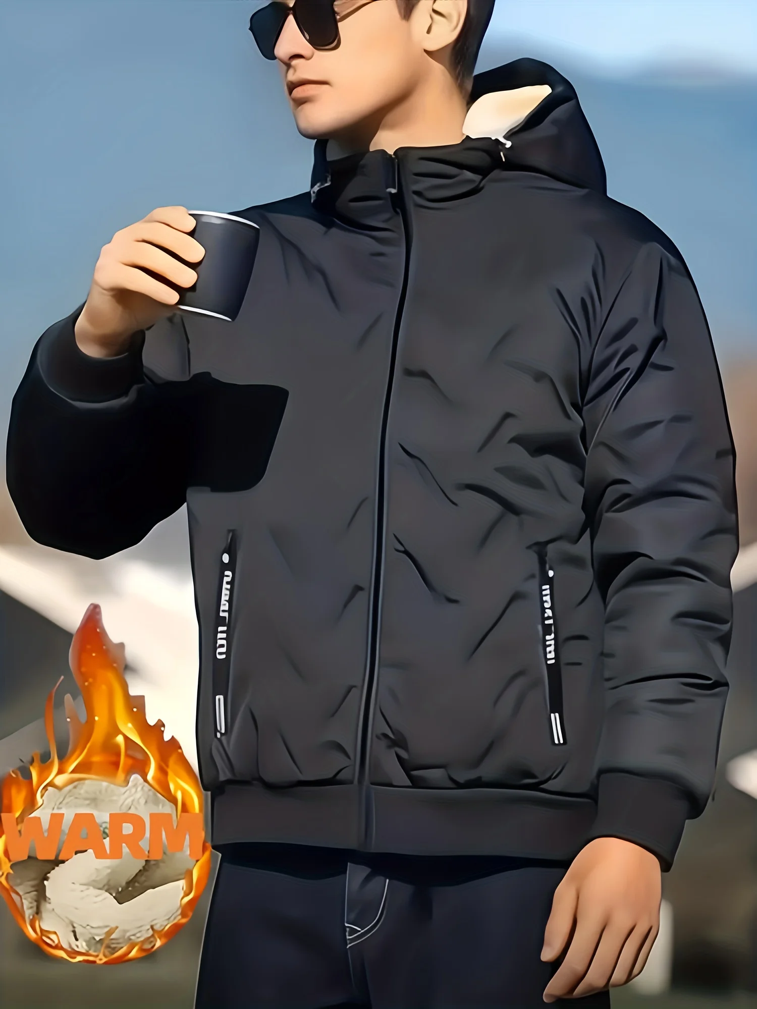 

Мужская зимняя куртка 2025 Модернизированная трехслойная куртка с капюшоном на флисовой подкладке — ветрозащитное зимнее пальто с полной застежкой-молнией