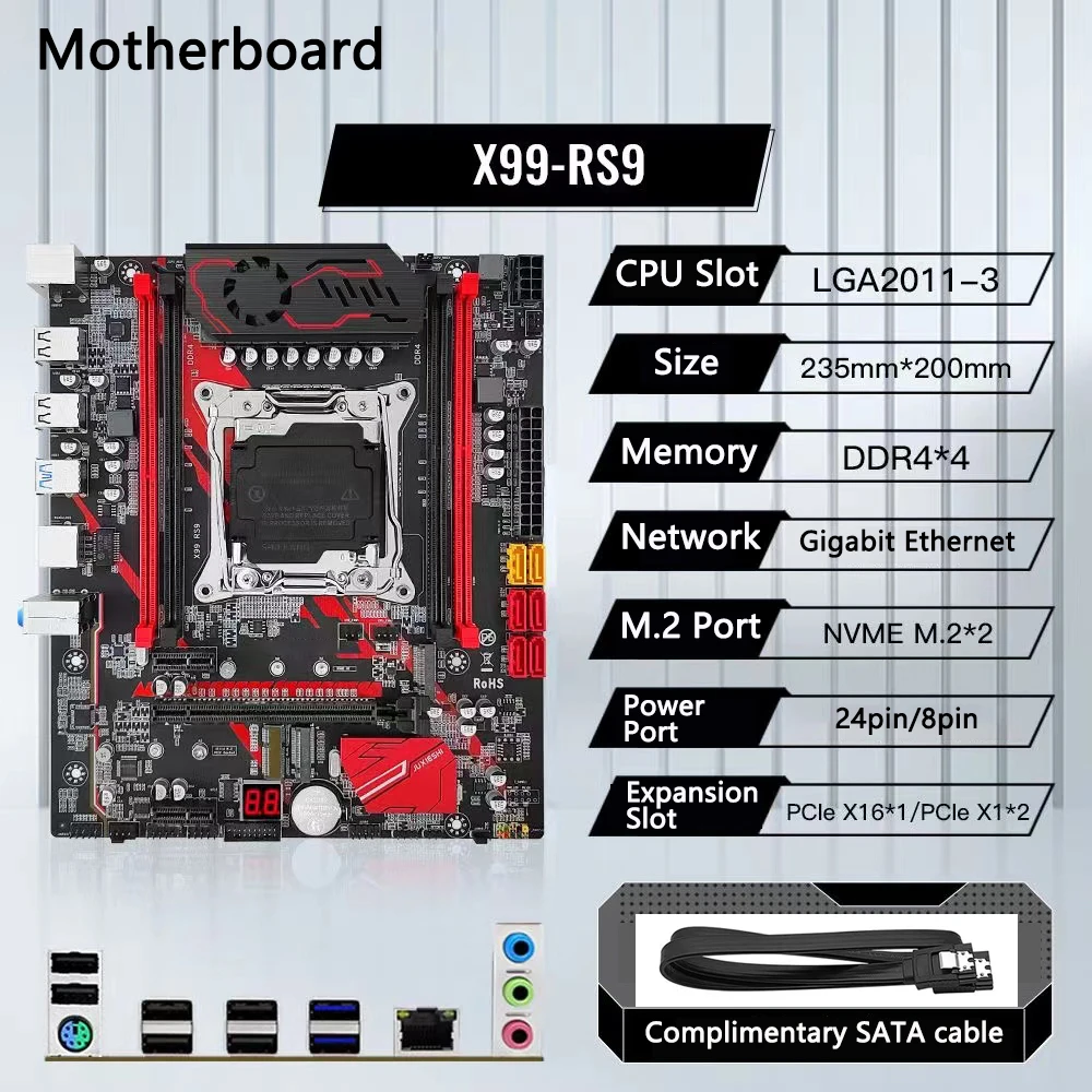 NEW X99 RS9 Motherboard support Intel LGA 2011-3 CPU 128GB DDR4 RAM Four channel SATA PCI-E M.2 Slot