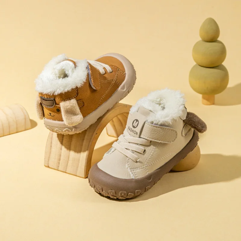 

Детская повседневная обувь ​ Весенняя обувь из искусственной кожи для малышей для девочек, противоскользящая обувь с мягкой подошвой на липучке, бежево-коричневого цвета, размер 16-25