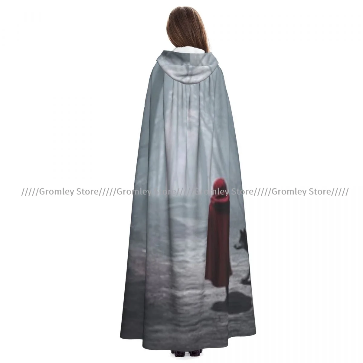 Unisex Halloween Cloak Little Red Riding Hood Fairy Tale Cape Hooded Medieval Costume Witch Wicca Vampire