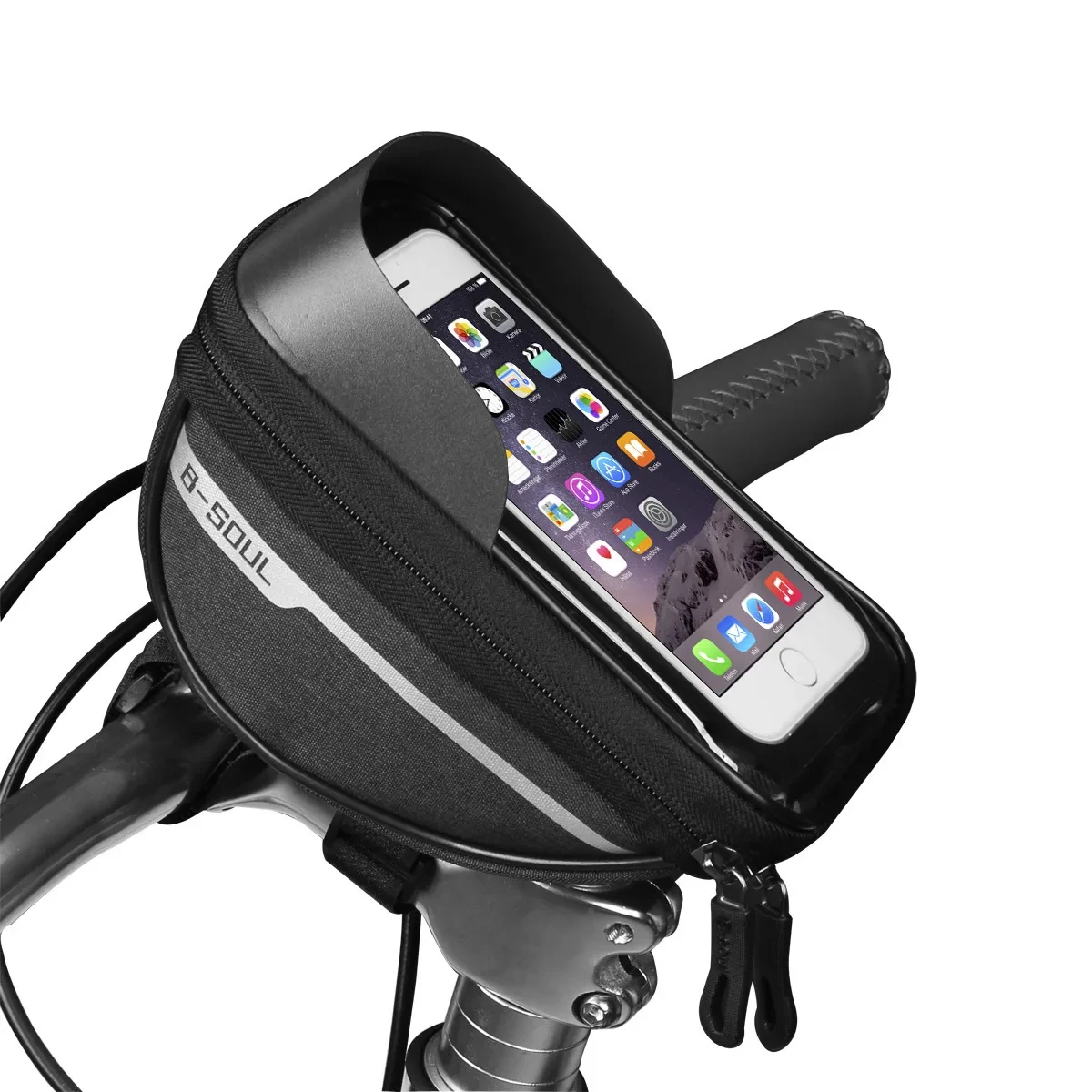 Waterproof Touch Screen Bike Handlebar Bag with Sun Shade Cover 1L Polyester Cycling Phone Pouch