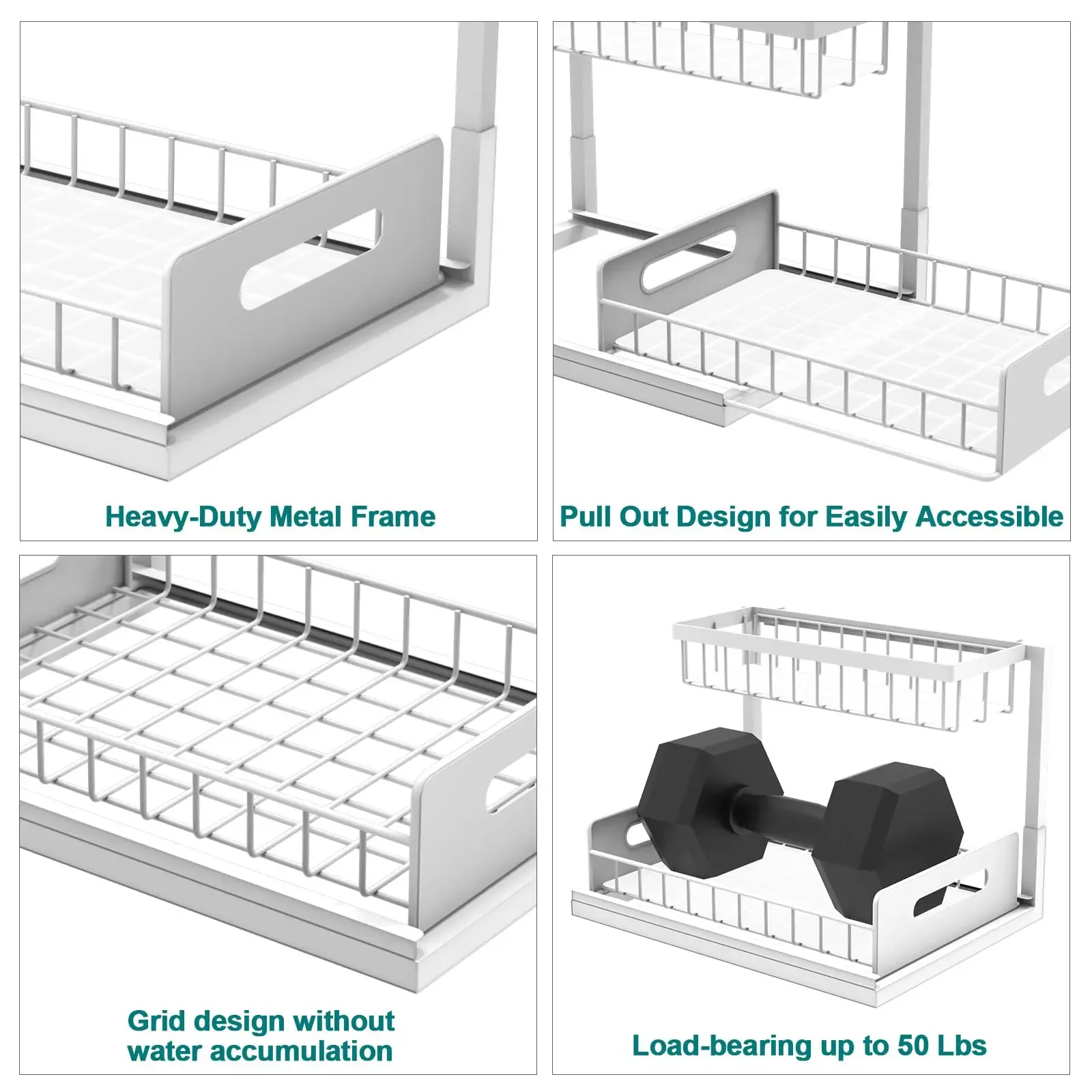 Under Sink Organizers and Storage,with Sliding Drawer 2 Tier Multi-purpose Bathroom Shelf Organizer for Kitchen Bathroom Storage