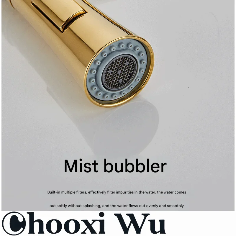 CHOOXIWU-Black Rubber Kitchen Faucet Mixer Tap Rotation Pull Down Stream Sprayer Taps Hot Cold Water Tap One Handle Kitchen Tap