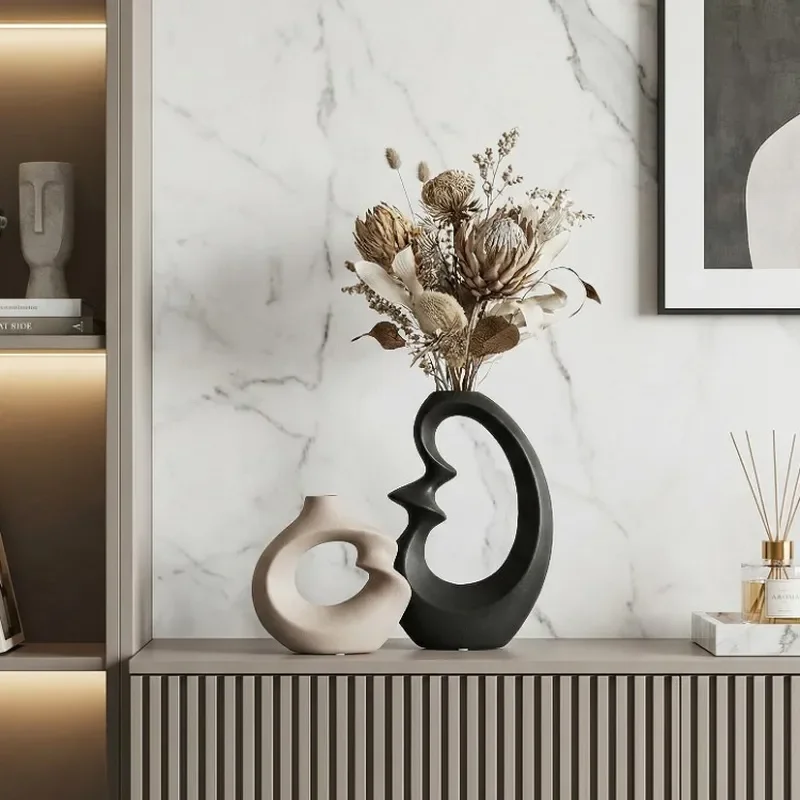 Nordic Creative Ceramic Vase Ornament Home Decoration Dried Flower Arrangement Simple Modern Style