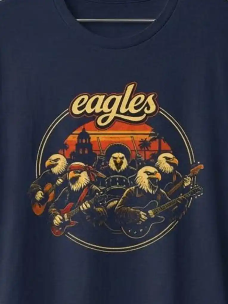 Camiseta de los Eagles con Gráfico Retro de Atardecer, Camiseta Vintage de Concierto, Camiseta Clásica de Rock N' Roll con Gráfico de Atardecer, Merchandising de la Banda