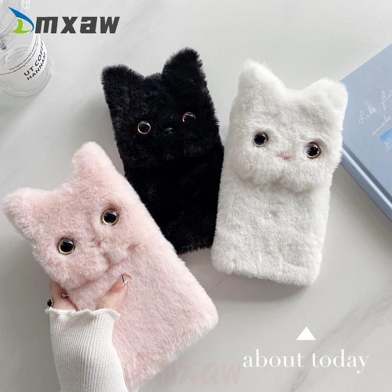 Gato bonito orelhas caso de telefone para htc desire 21 20 19 12 pro plus 12s u20 u19e u12 u11 mais vida olhos pelúcia volta capa