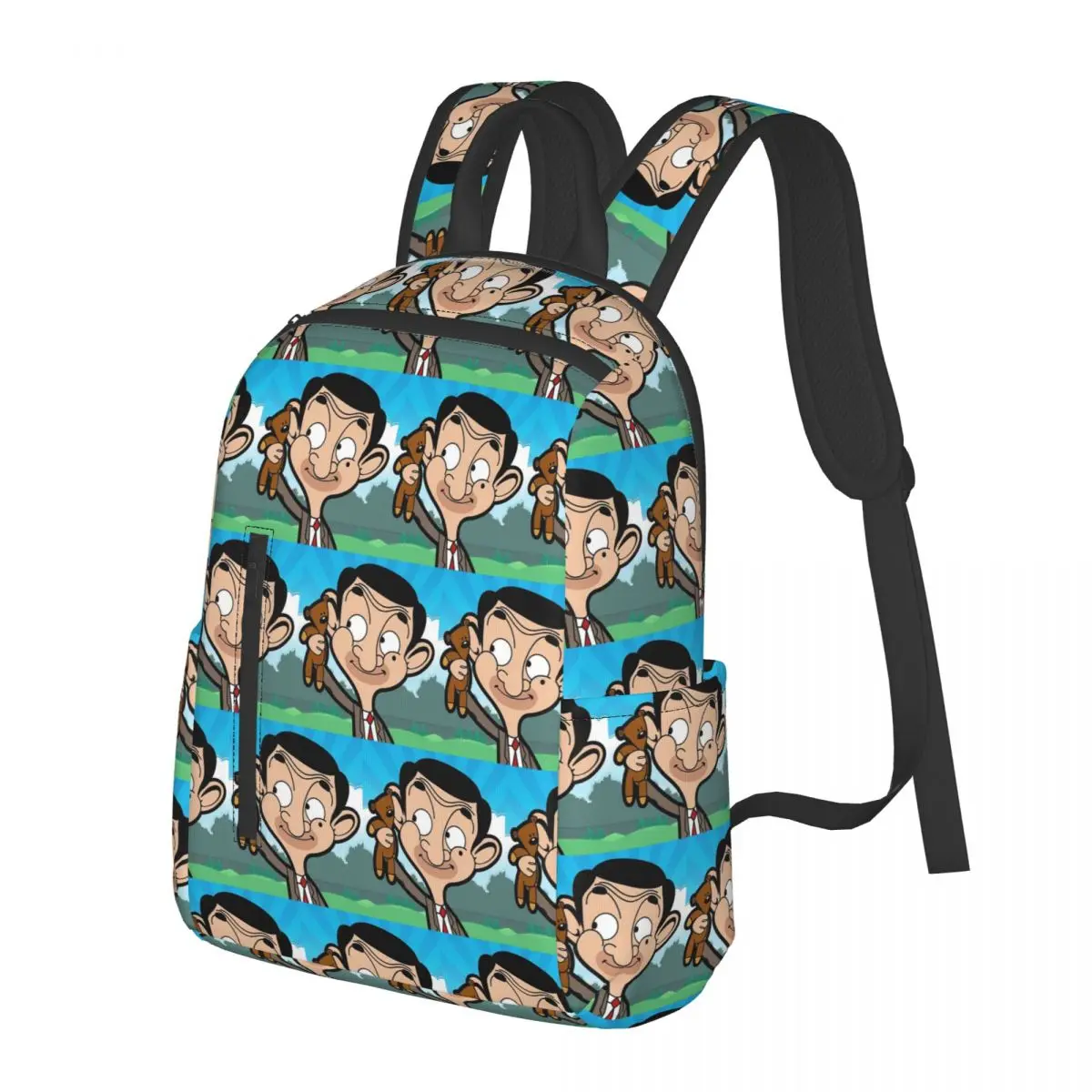 

Mr. Bean Cartoon Student Backpack School Bag Hiking Travel Daypack for Boys Girls Fashion Bookbag Shoulder Bags